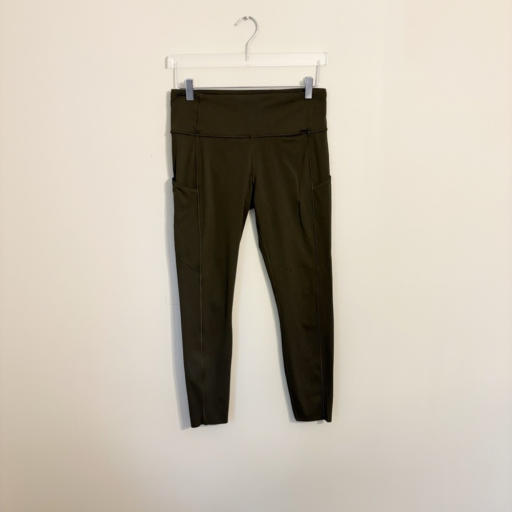 Lululemon Fast and Free 25” Deep Olive Leggings Size 10